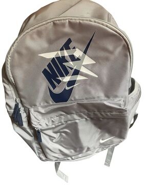 Nike Light Gray Backpack with Navy Logo
